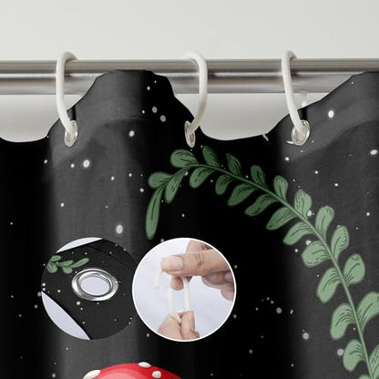 Black Mushroom Shower Curtains 72 x 72 Inch, Waterproof Fabric Rustic Retro Mushroom Moon Butterfly Botanical Bathroom Shower Curtain with 12 Hooks - color: Black Mushroom, size: 72"W x 72"L (Pack of 1)