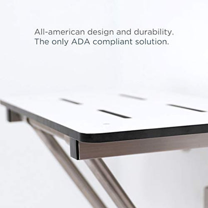 Seachrome 28 x 15 White Folding Shower Bench Seat, ADA Bathroom Safety, Wall-Mount, Transfer Bench - color: White, size: 28 inch