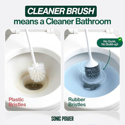 Electric Toilet Brush & Scrubber – Self Cleaning Silicone Toilet Bowl Brush with UVC Light, Rechargeable Wireless Spinning Toilet Brush & Holder Set, Wall Mount or Floor Standing (Pack of 1) | Spinning Toilet Bowl Brush & Holder with UV Sanitizing Light,
