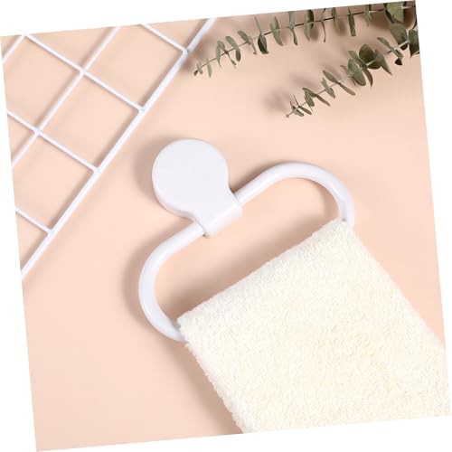 Self-Adhesive White Towel Ring for Bathroom and Kitchen No Drilling Required Premium Abs Material Easy Installation Towel Holder with Simple Design