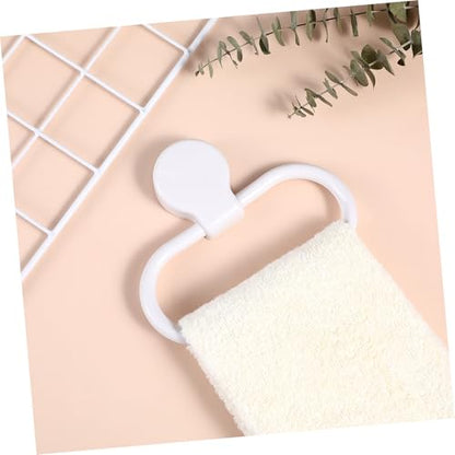 Self-Adhesive White Towel Ring for Bathroom and Kitchen No Drilling Required Premium Abs Material Easy Installation Towel Holder with Simple Design