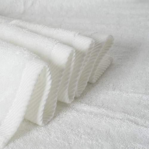 Bath Towels 100% Cotton Towel Set 6Pieces for Bathroom-600GSM Premium Hotel Quality-Soft & Absorbent & No Shedding-2 Bath Towels,2 Hand Towels,2 Washcloths(White)