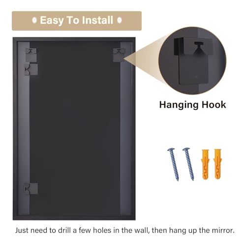 HARRITPURE 20"x30" Rectangle Bathroom Mirror, Gold Vanity Wall Mirror | Aluminum Alloy Frame Wall Mirror, Horizontal or Vertical Wall Mount for Entryway Bedroom Living Room - size: 30"L x 20"W