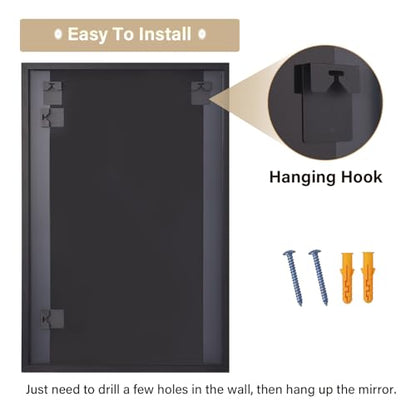 HARRITPURE 20"x30" Rectangle Bathroom Mirror, Gold Vanity Wall Mirror | Aluminum Alloy Frame Wall Mirror, Horizontal or Vertical Wall Mount for Entryway Bedroom Living Room - size: 30"L x 20"W
