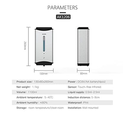 AIKE Heavy Duty Automatic Soap Dispenser,37oz for Bathroom,Brushed Steel | 5-Level and Savety Key for Commercial(4*AA Batteries Not Included),Screw Wall Mount for Space-Saving,Stainless Steel AK1206 - color: Brushed Stainless Steel