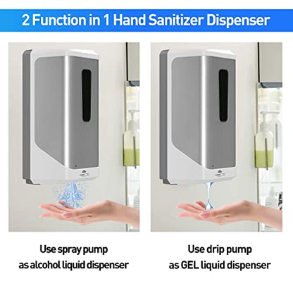 Automatic Hand Sanitizer Dispenser, Jewaytec 1000ML Wall Mounted Stainless Soap Dispenser Touchless Auto Liquid Dispenser for Office, Home, Restaurant