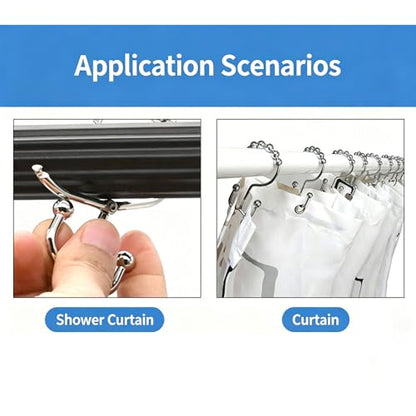 Shower Curtain Hooks Rings, Rust-Resistant Metal Double Glide, 6 Pack | Rust-Resistant Metal Double Glide Shower Hooks for Bathroom Shower Rods. 6 Pack. Use in bathrooms. For everyday styling.