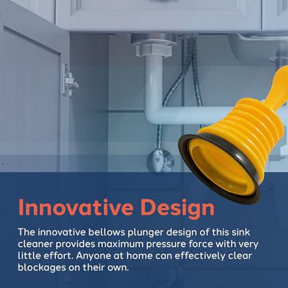PlumbCraft Mini Drain Plunger, 11-Inch Bellows Sink Plunger for Kitchen & Bathroom Sinks, Heavy-Duty Clog Remover with Ergonomic Handle - color: Yellow Mini Plunger