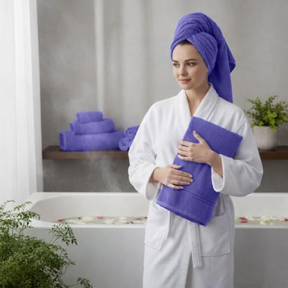 8 Piece Bath Towels for Bathroom - 100% Cotton, Soft Absorbent Bathroom Towels Set - 2 Extra Large Bath Towels, 2 Hand Towels & 4 Washcloths - Hotel Spa Thick Plush Towel, Purple - color: Purple (Pack of 8)