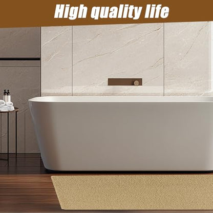 Extra Large Shower Mat, 58"x32" Large Shower Mat Non-Slip, Bathtub Mat Non-Slip, Quick Dry Bathtub Mats Soft PVC Loofah Trimmable Bathroom Rugs, Shower and Wet Areas for Tub and Bathroom, Light Khaki - color: Light Khaki, size: 58" x 32" (Rectangular)