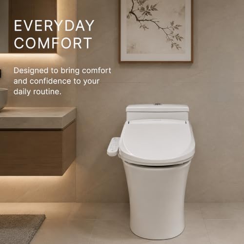 SmartBidet® SB-2000 Smart Bidet Electric Bidet Toilet Seat with Heated Seat, Warm Water, Air Dryer – Side Control Panel, Round - size: Round