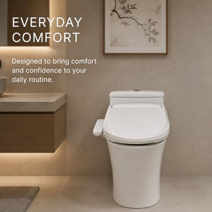 SmartBidet® SB-2000 Smart Bidet Electric Bidet Toilet Seat with Heated Seat, Warm Water, Air Dryer – Side Control Panel, Round - size: Round