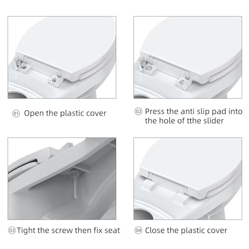GarveeTech Toilet Seat, Elongated Toilet Seat, Quick-Release Structure Toilet Seat, Quick-Attach Hardware & Full Flat with Grip-Tight Bumpers, Quiet-Close Seat, White - size: 19"