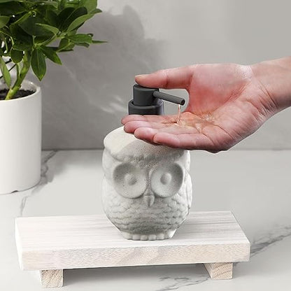 Owl Ceramic Liquid Soap Dispenser - 15.2oz Refillable for Bathroom Countertop, Kitchen, Essential Oil, Lotion - Hand and Dish Soap Foam Dispenser - color: Liquid-owl