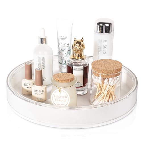 360 Rotating Makeup Organizer Perfume Tray Skincare Holder, Large White | Spinning Cosmetic Storage Bathroom Countertop Organizer Lazy Susan Turntable for Dresser, Vanity, Kitchen - color: White, size: 11"