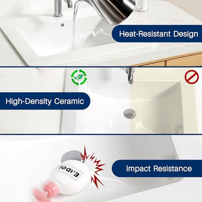 Enbol 21" x 18" Drop-In Bathroom Sink – White Ceramic Rectangular Semi Recessed Bathroom Vessel Sink Top Mount with Single Hole & Overflow (Model O2118） - style: 21.5" X 18.8"