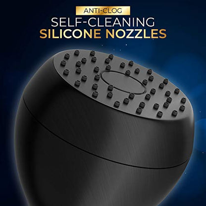 High Pressure Shower Head - Powerful Deluxe Bathroom Showerhead with Strong Spray Stream and Small Silicone Nozzles - Universal Fit Works with High and Low Water Flow Showers (Matte Black)-1.8 GPM - color: Matte Black, size: 1.8 GPM