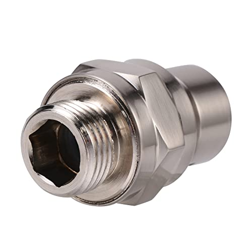 Shower Head Connector,Brass Ball Joint Adjustable Shower Arm Extension Swivel Adapter,Large Water Flow Ball Joint Universal Showering Component Shower Connector,Accessory for Bathroom(Brushed)