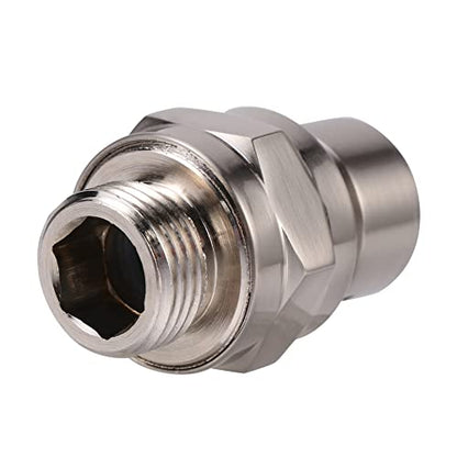Shower Head Connector,Brass Ball Joint Adjustable Shower Arm Extension Swivel Adapter,Large Water Flow Ball Joint Universal Showering Component Shower Connector,Accessory for Bathroom(Brushed)