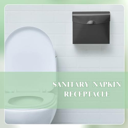 Tioncy 2 Pcs 9.5 x 7.9 in Sanitary Disposal Tampon Napkin Receptacle Wall Mounted Stainless Steel Flip Top Receptacle Bin Waste Trash Can Pads Holder Feminine Hygiene Container Bathroom (Black) - color: Black