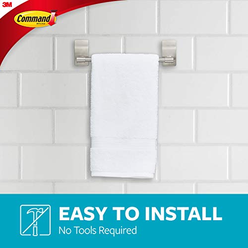 Command Hand Towel Bar Satin Nickel with 4 Water Resistant Command Strips,9" Hand Towel Holder,Holds up to 3 lb,Great for Bathroom Décor on The Wall,Inside The Cabinet,or in-The Shower,(Pack of 8) - size: 1 (Pack of 8)