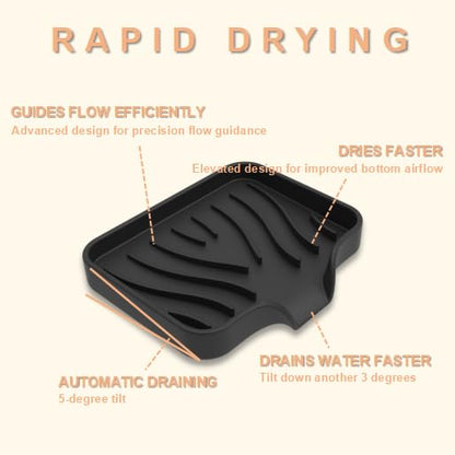 Silicone Soap Dish with Drainer, Fast Dry Kitchen Bath Black Small 2-Pack | Soft silicone non-slip holder for sponge, dispenser, scrubber, bottle&cup,Quick-dry prevents mildew in shower, kitchen & bath - color: Black, size: Small