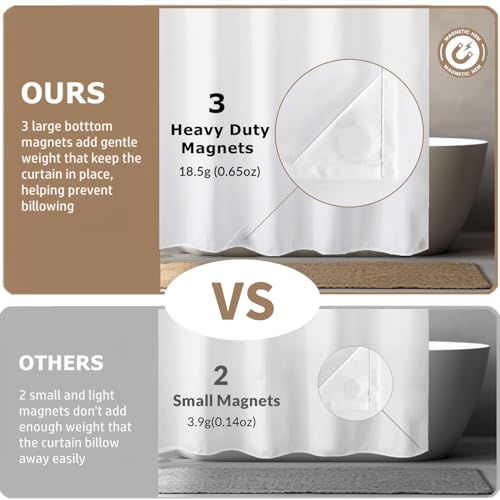 Felisa Waterproof Fabric Shower Curtain Liner with 3 Large Magnets, 69 x 70 inches Light-Weight & Soft Cloth Shower Curtain Liner,Washable White Shower Curtain for Bathroom - color: White, size: 69"W x 70"L (Pack of 1)