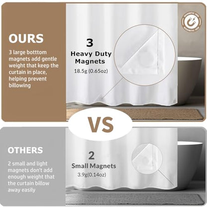 Felisa Waterproof Fabric Shower Curtain Liner with 3 Large Magnets, 71 x 71 inches Light-Weight & Soft Cloth Shower Curtain Liner,Washable White Shower Curtain for Bathroom - color: White, size: 71"W x 71"L (Pack of 1)
