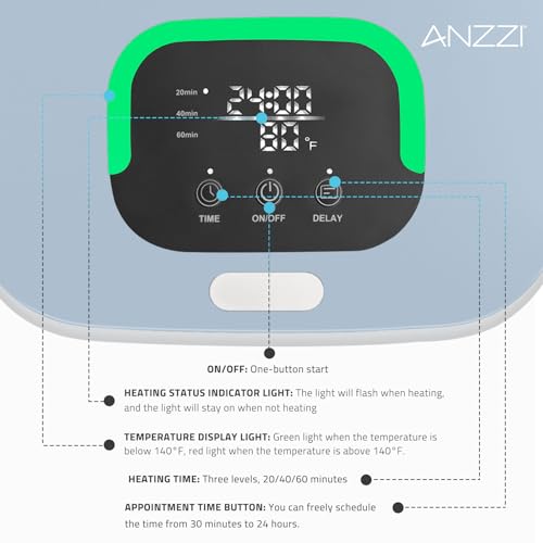 ANZZI 23L Luxury Bucket Towel Warmer – Large Capacity, LED Display, Adjustable Timer, Flip-Top Lid, Child Safe, Auto Shut-Off | TW-AZ028WHB
