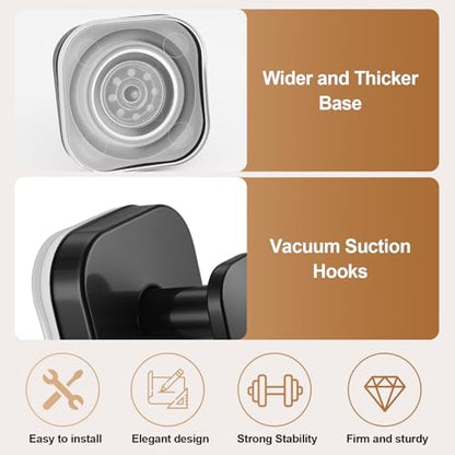 Suction Cup Hooks for Shower,Heavy-duty & No-Drill Waterproof Hook,4 black | Suction cup hooks,removable & reusable; no wall damage,fits smooth surfaces,ideal for towels,robes & loofahs - color: Black