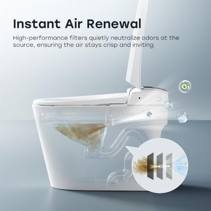 HOROW T39 Luxury Smart Toilet with Bidet, Modern Elongated Toilet for Bathroom Remodel, ADA Bidet Toilet with Anti-Splatter Foam Shield, Smart Display, Heated Seat & Instant Warm Water, Night Light