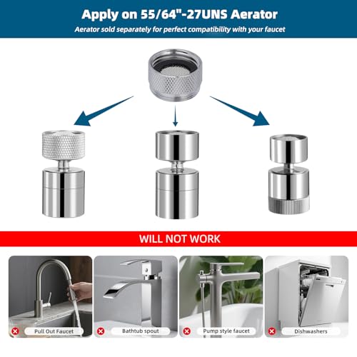 Hibbent 11 Pieces Faucet Adapter Kit, Kitchen Sink Brass Aerator Adapter Set, Male Female Sink Faucet Adapter Connecting Style Faucets, Standard Hose, Chrome Finished - style: Faucet Adapter