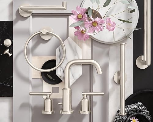 Moen Gibson Brushed Nickel Two-Handle Adjustable Widespread High Arc Modern Bathroom Sink Faucet, Valve Required, T6142BN - color: Brushed Nickel, style: Trim Only