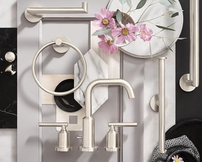 Moen Gibson Brushed Nickel Two-Handle Adjustable Widespread High Arc Modern Bathroom Sink Faucet, Valve Required, T6142BN - color: Brushed Nickel, style: Trim Only