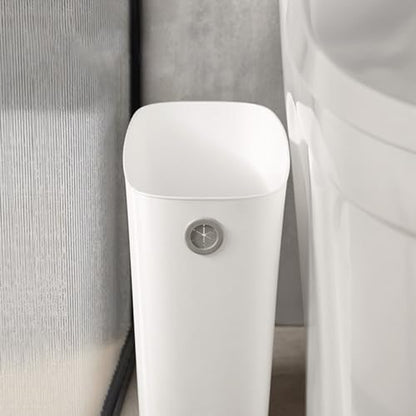 Agatige Small Trash Can, Pp Slim Open Top Narrow Garbage Container Bin Wastebasket Garbage Can with Fixing Holes for Bathroom Office Bedroom Kitchen (White) - color: white