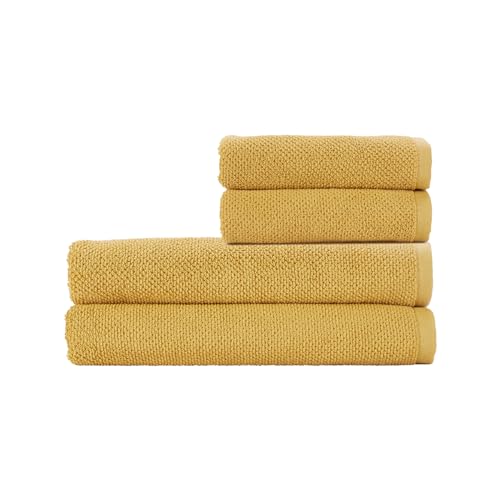 Christy Brixton 4 Piece Towel Set | Saffron Yellow | 100% Cotton | Ultra Soft | Super Absorbent | 600GSM | 2 Bath Sheets 2 Hand Towels - color: Saffron, size: 2 Hand 2 Bath Sheet Set