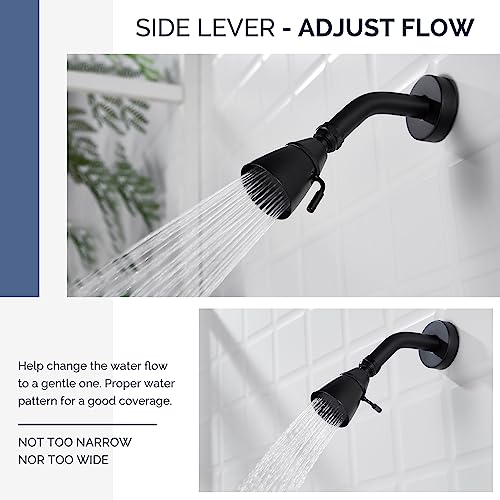 Angle Simple High Flow Shower Spray Head Adjustable, G 1/2, Matte Black | Brass, Swivel High Pressure Shower Head, Adjustable Angle and Water Flow, No Flow Restrictor, Easy to Wash Clean - color: Matte Black