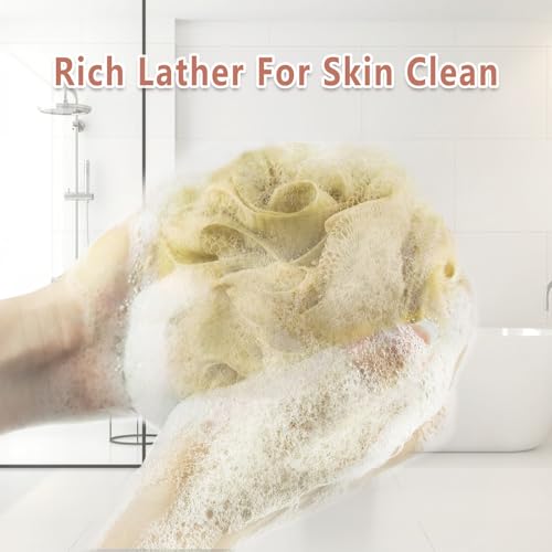 Rnoafmu Shower Loofah Bath Sponge, 60G Loofah Exfoliating Body Scrubber, 4 Color Mesh Shower Pouf Balls for Body Wash (Yellow Red Green Blue) - color: Yellow Red Green Blue