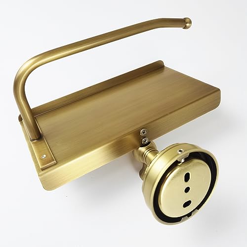 Toilet Paper Holder with Phone Shelf, Bathroom Toilet Paper Roll Holder Antique Bronze Brass Wall Mounted Bathroom Hardware Accessories,Porcelain Design - color: Toilet Paper Holder With Shelf