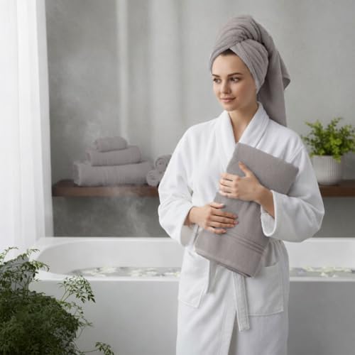 8 Piece Bath Towels for Bathroom - 100% Cotton, Soft Absorbent Bathroom Towels Set - 2 Extra Large Bath Towels, 2 Hand Towels & 4 Washcloths - Hotel Spa Thick Plush Towel, Silver Gray - color: Silver Gray (Pack of 8)