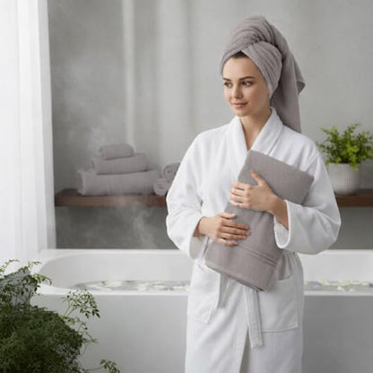 8 Piece Bath Towels for Bathroom - 100% Cotton, Soft Absorbent Bathroom Towels Set - 2 Extra Large Bath Towels, 2 Hand Towels & 4 Washcloths - Hotel Spa Thick Plush Towel, Silver Gray - color: Silver Gray (Pack of 8)