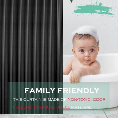 Black Plastic Shower Curtain Liner, 72x72 Inch Thin Lightweight Black Plastic Bathroom Shower Showroom Inner Curtain with Rustproof Metal Grommet Holes and Weighted Magnets - color: B03-black, size: 72"W x 72"L (Pack of 1)