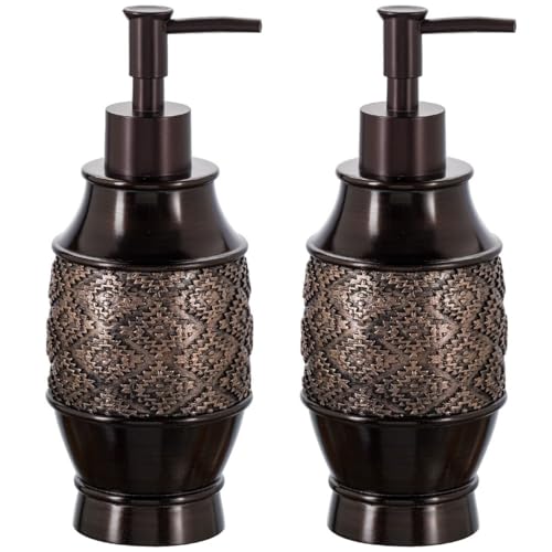 Creative Scents Dublin Brown Bathroom Soap Dispenser Set of 2 | Decorative Resin 8 Oz. Hand Soap and Lotion Dispenser Bottles with Matching Pumps - Bathroom Countertop Accessories Decor - style: Soap dispenser set