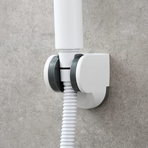 White Shower Bracket Wall Mount Plastic Shower Head Holder for Hand Held, ST01W - style: White
