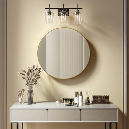 VONLUCE 3 Light Bathroom Vanity Light Fixture,Matte Black | Wine Glass Shades, E26 Sockets, Easy to install, Vanity Lights for Bathroom Bedroom Hallway Living Room - color: Black, size: 3-Light