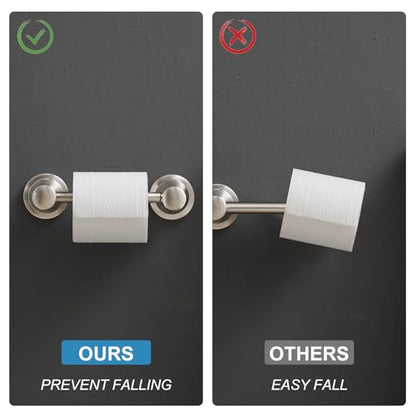 RUMOSE Pivoting Toilet Paper Holder and Hand Towel Ring, Brushed Nickel | Wall Mount, Bathroom Hardware Accessories 2 PCS Set, Toilet Tissue Roll Holder & Towel Hanger, Rustproof, Stainless Steel - color: Brushed Nickel