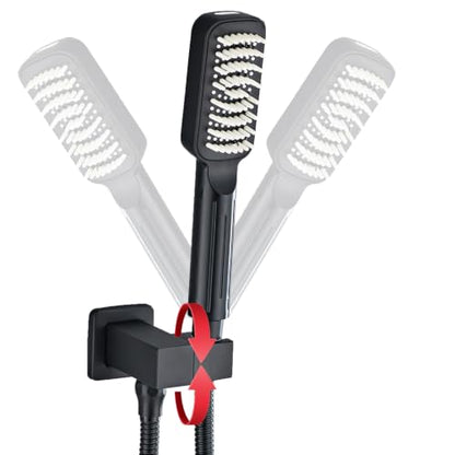 Matte Black High Pressure Handheld Shower Head, Wide Face Hand Held Showerhead with Hose and Bracket, Built-in Power Wash Jet Spray, Detachable Shower Head Set - color: Matte Black (Standard - Wide)