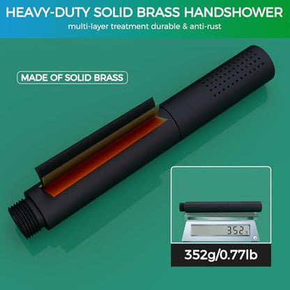 Luxury Dual Heads Digital LED Rain Shower System with Light Remote | Matte Black Temperature Display Shower Faucet: 16x26" LED Rainfall Shower, 6" Wall Mount Shower, Dual Function Handheld - color: Matte Black, style: 16x26"+6"