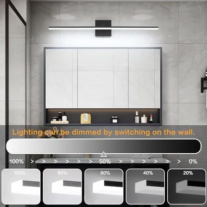 Black Bathroom Light Fixtures Modern Vanity Lights for Bathroom 24in LED Bath Lights Bar 5CCT Dimmable - color: Black- 5CCT& Dimmable, size: 24-inch