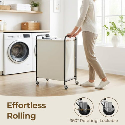 GRANNY SAYS Laundry Hamper, Large Cart with Wheels and Handles, Beige, 110L - color: Beige, size: 110L